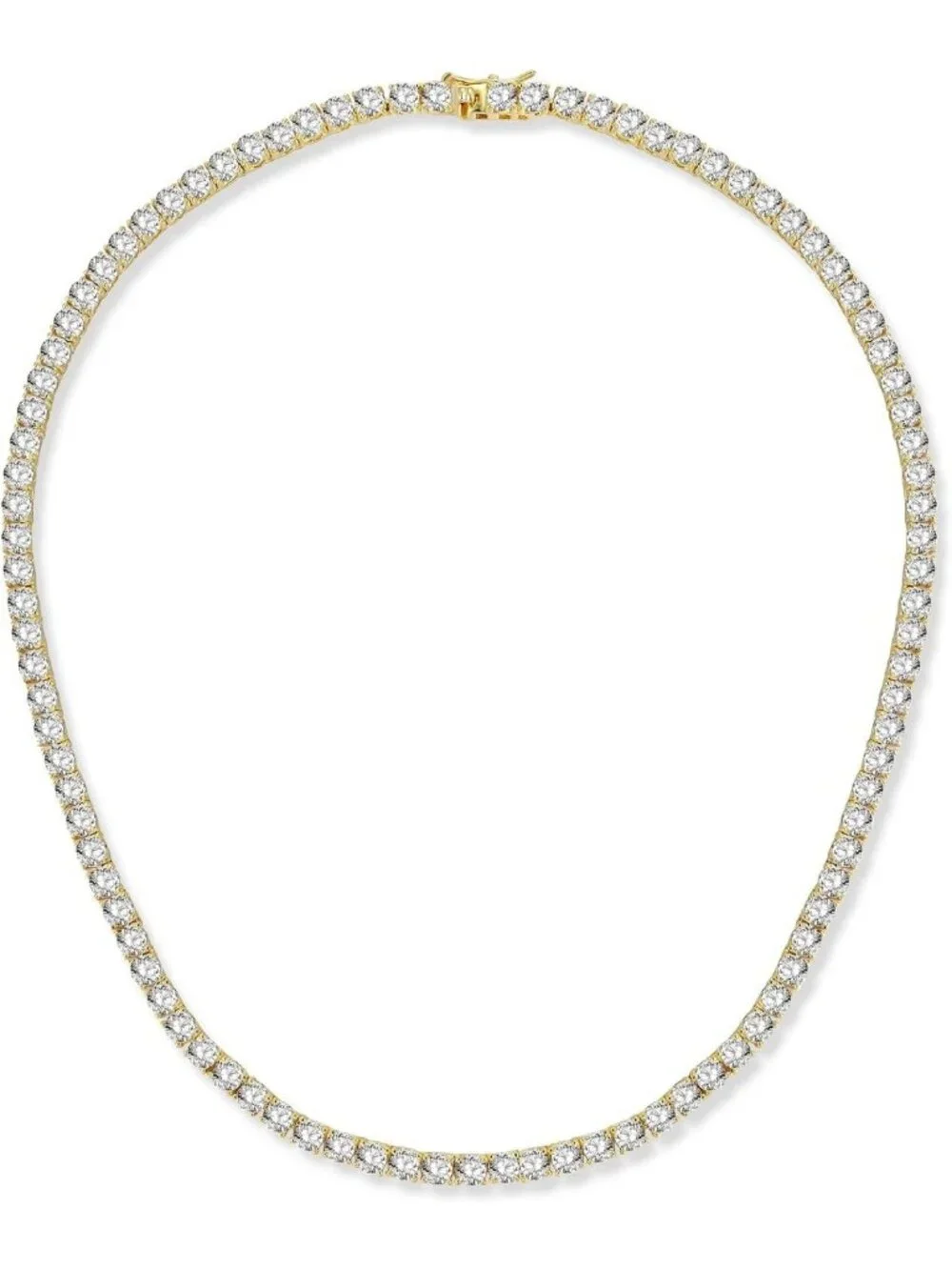 Elegant 4mm CZ Tennis Necklace, 18K Gold Plated, Adjustable 16-24 Inches